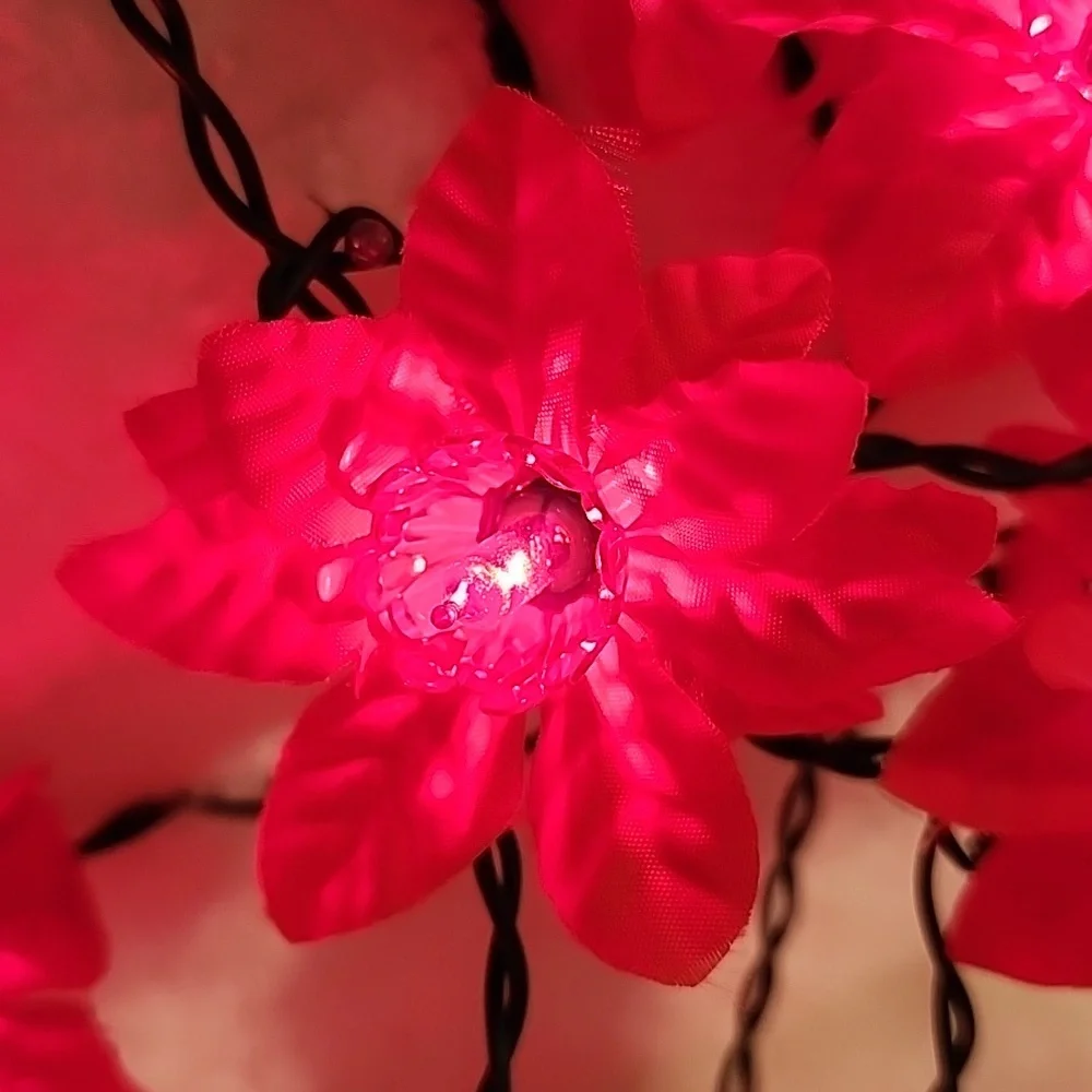 Vintage Silk Poinsettia lights